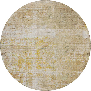 Luxury Washable Indoor/Outdoor Burano Gold 8' x 8' Round Rug