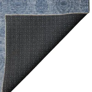 Luxury Washable Indoor/Outdoor Burano Blue 2\'3\" x 7\'6\" Runner Rug