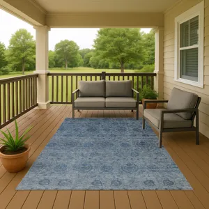 Luxury Washable Indoor/Outdoor Burano Blue 3\' x 5\' Rug