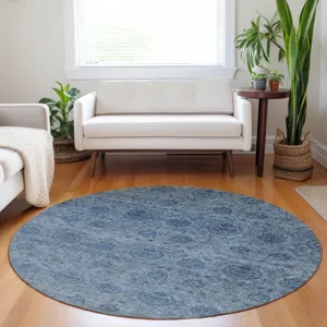 Luxury Washable Indoor/Outdoor Burano Blue 8\' x 8\' Round Rug