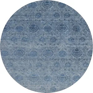 Luxury Washable Indoor/Outdoor Burano Blue 8\' x 8\' Round Rug