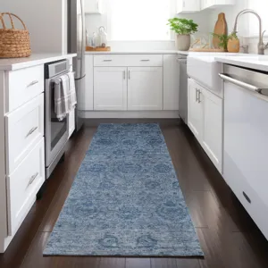 Luxury Washable Indoor/Outdoor Burano Blue 2\'3\" x 7\'6\" Runner Rug