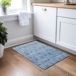Luxury Washable Indoor/Outdoor Burano Blue 1\'8\" x 2\'6\" Rug