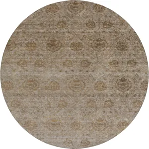 Luxury Washable Indoor/Outdoor Burano Brown 8\' x 8\' Round Rug