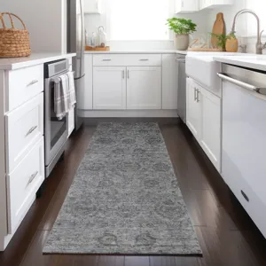 Luxury Washable Indoor/Outdoor Burano Gray 2\'3\" x 7\'6\" Runner Rug
