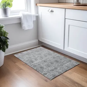 Luxury Washable Indoor/Outdoor Burano Gray 1\'8\" x 2\'6\" Rug