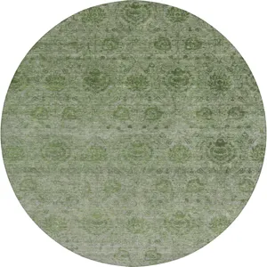 Luxury Washable Indoor/Outdoor Burano Olive 8\' x 8\' Round Rug