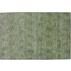 Luxury Washable Indoor/Outdoor Burano Olive 1\'8\" x 2\'6\" Rug