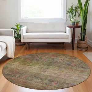 Luxury Washable Indoor/Outdoor Burano Cactus 8\' x 8\' Round Rug