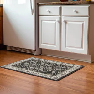 Luxury Washable Hatay Black 1\'8\" x 2\'6\" Rug