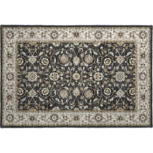 Luxury Washable Hatay Black 1\'8\" x 2\'6\" Rug