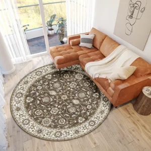 Luxury Washable Hatay Chocolate 8\' x 8\' Round Rug
