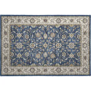 Luxury Washable Hatay Navy 1\'8\" x 2\'6\" Rug