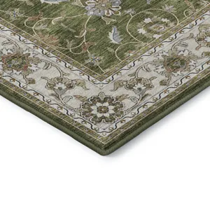 Luxury Washable Hatay Olive 2\'3\" x 7\'6\" Runner Rug
