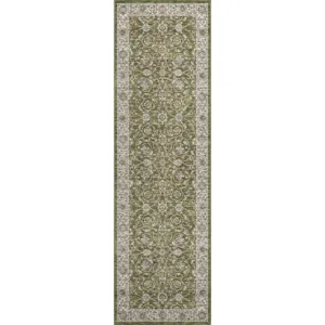 Luxury Washable Hatay Olive 2\'3\" x 7\'6\" Runner Rug