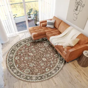 Luxury Washable Hatay Paprika 8\' x 8\' Round Rug
