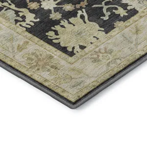 Luxury Washable Hatay Black 8\' x 8\' Round Rug