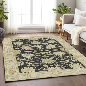 Luxury Washable Hatay Black 3\' x 5\' Rug