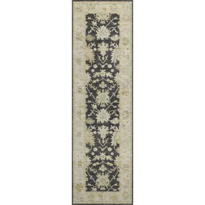 Luxury Washable Hatay Black 2\'3\" x 7\'6\" Runner Rug