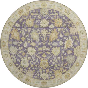 Luxury Washable Hatay Eggplant 8\' x 8\' Round Rug