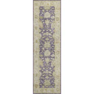 Luxury Washable Hatay Eggplant 2\'3\" x 7\'6\" Runner Rug