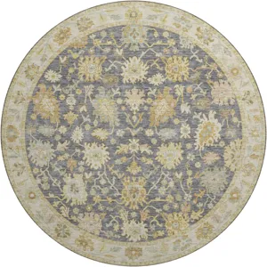 Luxury Washable Hatay Gray 8\' x 8\' Round Rug