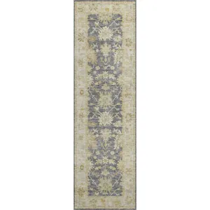 Luxury Washable Hatay Gray 2\'3\" x 7\'6\" Runner Rug