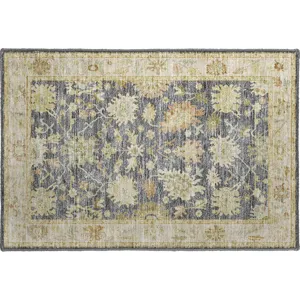 Luxury Washable Hatay Gray 1\'8\" x 2\'6\" Rug