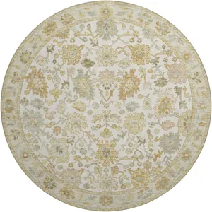 Luxury Washable Hatay Ivory 8\' x 8\' Round Rug
