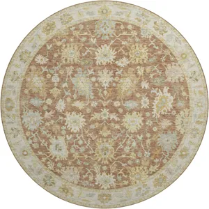 Luxury Washable Hatay Paprika 8\' x 8\' Round Rug