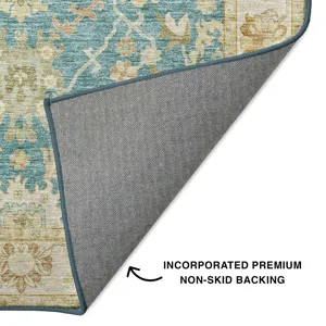 Luxury Washable Hatay Teal 1\'8\" x 2\'6\" Rug