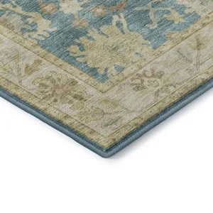 Luxury Washable Hatay Teal 1\'8\" x 2\'6\" Rug
