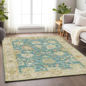 Luxury Washable Hatay Teal 2\'6\" x 3\'10\" Rug