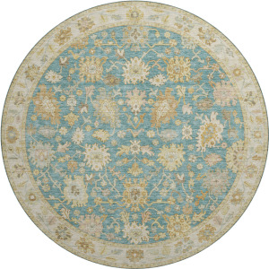 Luxury Washable Hatay Teal 8' x 8' Round Rug