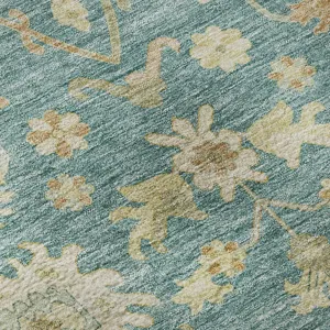 Luxury Washable Hatay Teal 1\'8\" x 2\'6\" Rug