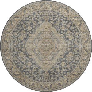 Luxury Washable Hatay Charcoal 8' x 8' Round Rug