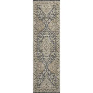 Luxury Washable Hatay Charcoal 2\'3\" x 7\'6\" Runner Rug