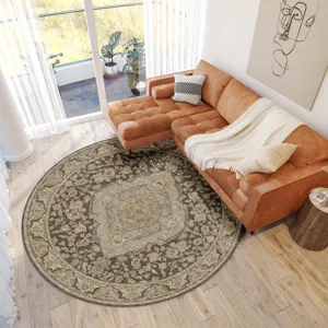 Luxury Washable Hatay Chocolate 8\' x 8\' Round Rug
