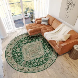 Luxury Washable Hatay Emerald 8\' x 8\' Round Rug