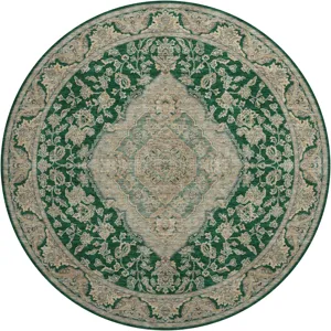 Luxury Washable Hatay Emerald 8\' x 8\' Round Rug