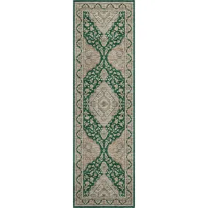 Luxury Washable Hatay Emerald 2\'3\" x 7\'6\" Runner Rug