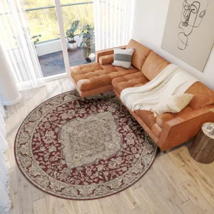 Luxury Washable Hatay Garnet 8\' x 8\' Round Rug