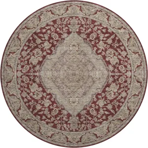 Luxury Washable Hatay Garnet 8\' x 8\' Round Rug
