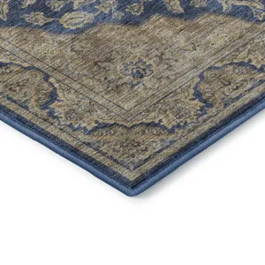 Luxury Washable Hatay Navy 8\' x 8\' Round Rug