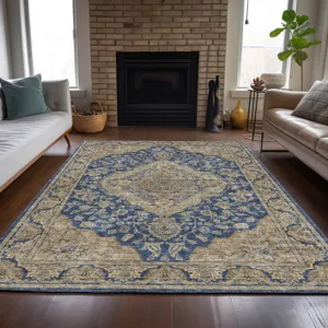 Luxury Washable Hatay Navy 5\' x 7\'6\" Rug