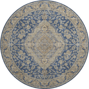 Luxury Washable Hatay Navy 8' x 8' Round Rug