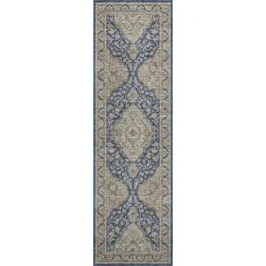 Luxury Washable Hatay Navy 2\'3\" x 7\'6\" Runner Rug