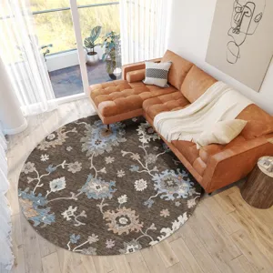 Luxury Washable Hatay Chocolate 8\' x 8\' Round Rug