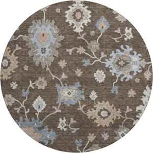 Luxury Washable Hatay Chocolate 8\' x 8\' Round Rug