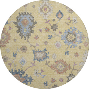Luxury Washable Hatay Gold 8' x 8' Round Rug